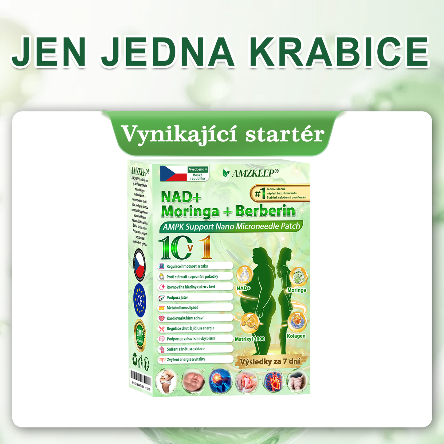 🏥 AMZKEEP® NAD+ Moringa Berberin AMPK nano-mikrojehličková náplast ✅ 1× denně, viditelné změny za 7 dní｜Berberin + moringa｜Na obezitu, povolenou kůži, cukrovku, spánkovou apnoi, kloubní potíže a další 💯🚀