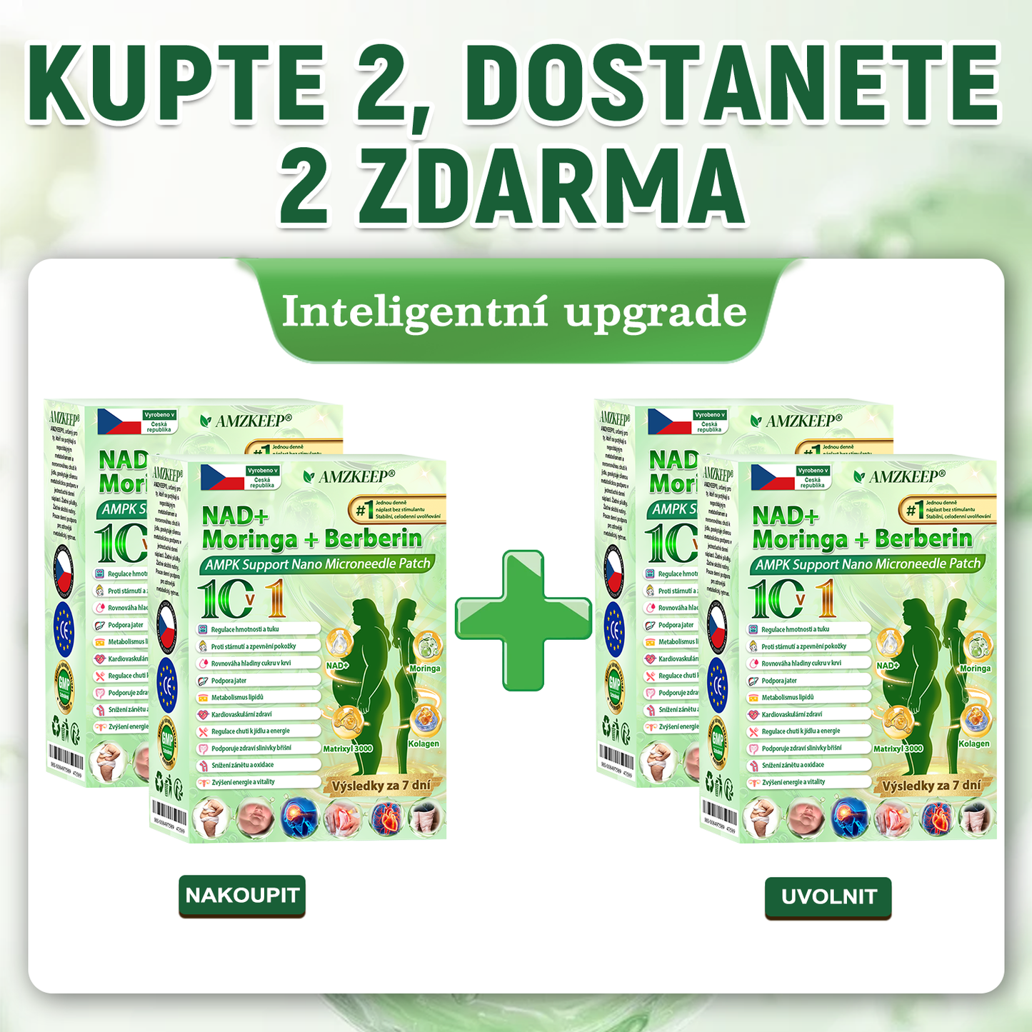🏥 AMZKEEP® NAD+ Moringa Berberin AMPK nano-mikrojehličková náplast ✅ 1× denně, viditelné změny za 7 dní｜Berberin + moringa｜Na obezitu, povolenou kůži, cukrovku, spánkovou apnoi, kloubní potíže a další 💯🚀