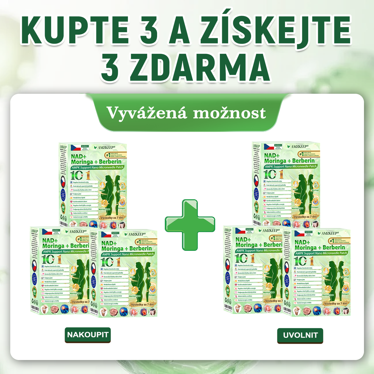🏥 AMZKEEP® NAD+ Moringa Berberin AMPK nano-mikrojehličková náplast ✅ 1× denně, viditelné změny za 7 dní｜Berberin + moringa｜Na obezitu, povolenou kůži, cukrovku, spánkovou apnoi, kloubní potíže a další 💯🚀