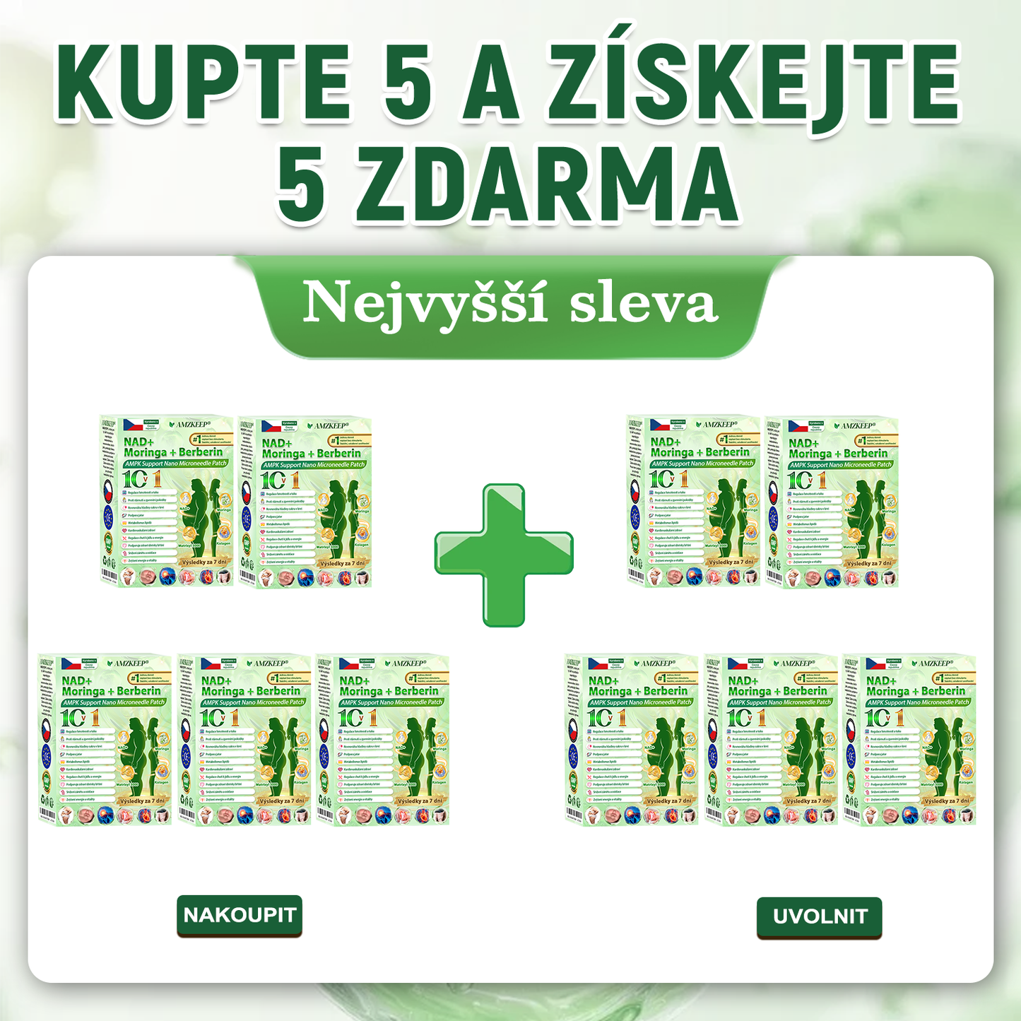 🏥 AMZKEEP® NAD+ Moringa Berberin AMPK nano-mikrojehličková náplast ✅ 1× denně, viditelné změny za 7 dní｜Berberin + moringa｜Na obezitu, povolenou kůži, cukrovku, spánkovou apnoi, kloubní potíže a další 💯🚀