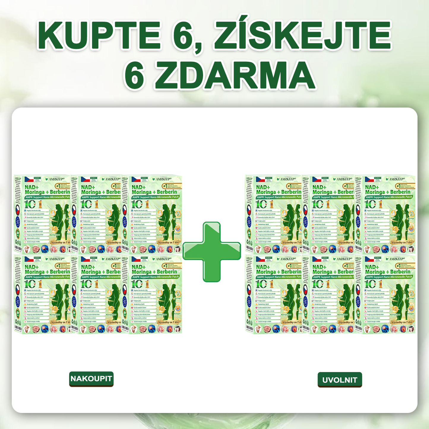 🏥 AMZKEEP® NAD+ Moringa Berberin AMPK nano-mikrojehličková náplast ✅ 1× denně, viditelné změny za 7 dní｜Berberin + moringa｜Na obezitu, povolenou kůži, cukrovku, spánkovou apnoi, kloubní potíže a další 💯🚀